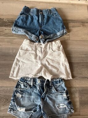 3-Pack girls Denim & White Shorts - Blue and White Mix